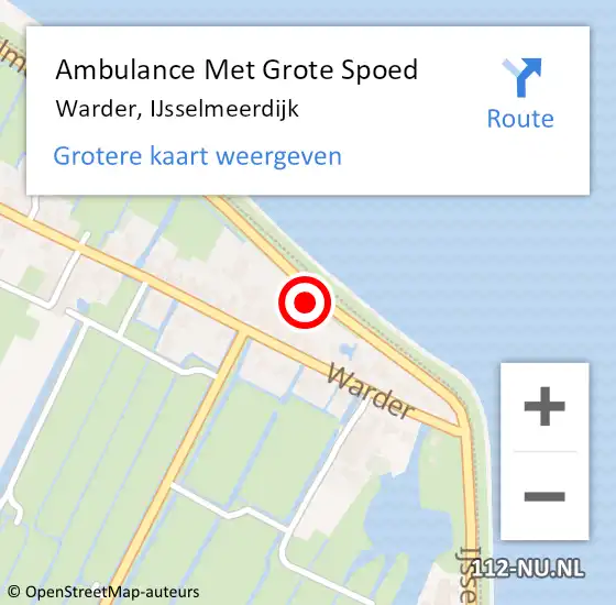 Locatie op kaart van de 112 melding: Ambulance Met Grote Spoed Naar Warder, IJsselmeerdijk op 12 januari 2016 20:56