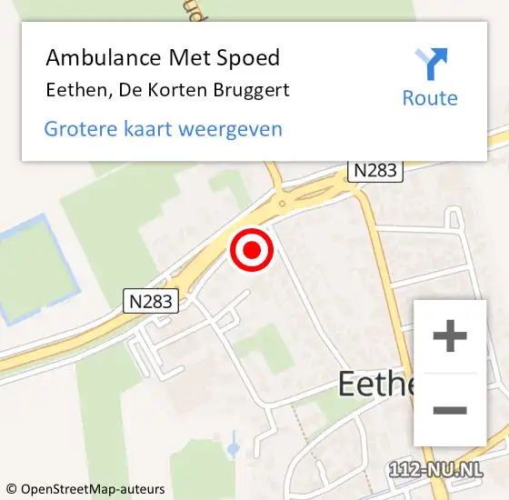 Locatie op kaart van de 112 melding: Ambulance Met Spoed Naar Eethen, De Korten Bruggert op 12 januari 2016 21:23