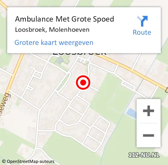 Locatie op kaart van de 112 melding: Ambulance Met Grote Spoed Naar Loosbroek, Molenhoeven op 3 december 2013 04:43