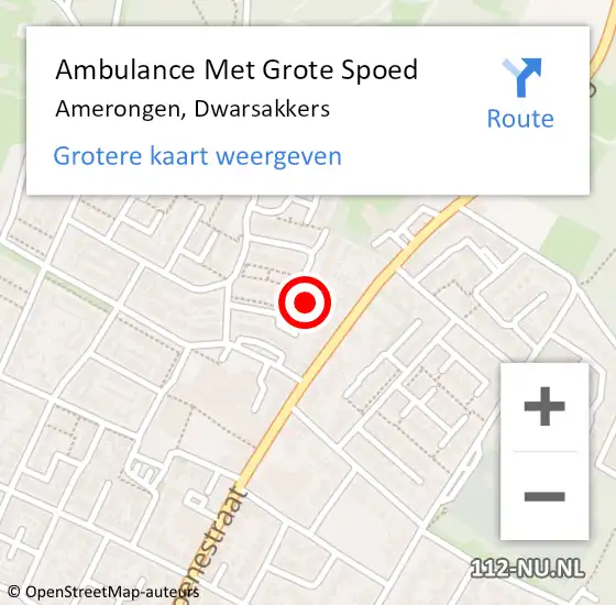 Locatie op kaart van de 112 melding: Ambulance Met Grote Spoed Naar Amerongen, Dwarsakkers op 12 januari 2016 21:36