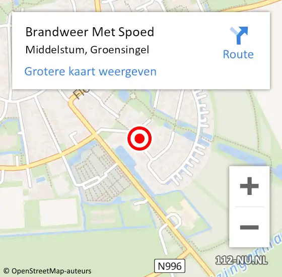 Locatie op kaart van de 112 melding: Brandweer Met Spoed Naar Middelstum, Groensingel op 12 januari 2016 21:37