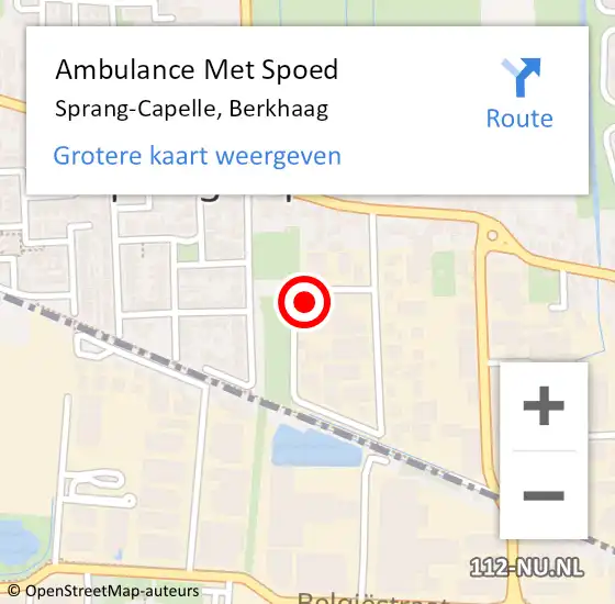 Locatie op kaart van de 112 melding: Ambulance Met Spoed Naar Sprang-Capelle, Berkhaag op 12 januari 2016 21:41