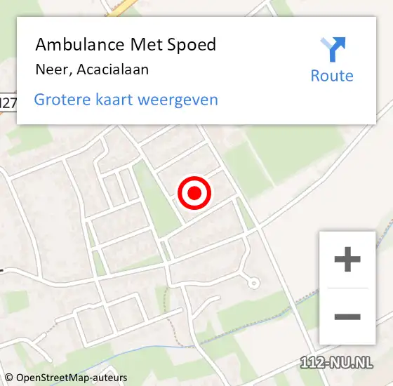 Locatie op kaart van de 112 melding: Ambulance Met Spoed Naar Neer, Acacialaan op 12 januari 2016 21:45