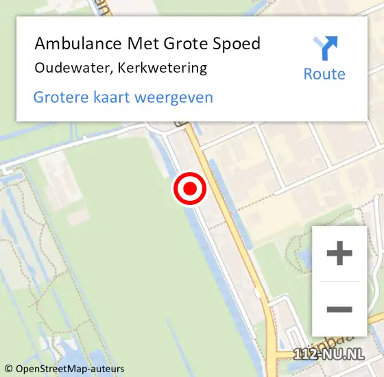 Locatie op kaart van de 112 melding: Ambulance Met Grote Spoed Naar Oudewater, Kerkwetering op 12 januari 2016 21:56