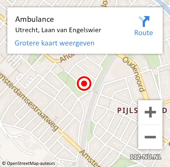 Locatie op kaart van de 112 melding: Ambulance Utrecht, Laan van Engelswier op 12 januari 2016 23:47