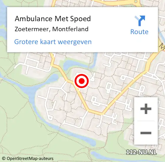 Locatie op kaart van de 112 melding: Ambulance Met Spoed Naar Zoetermeer, Montferland op 13 januari 2016 02:12