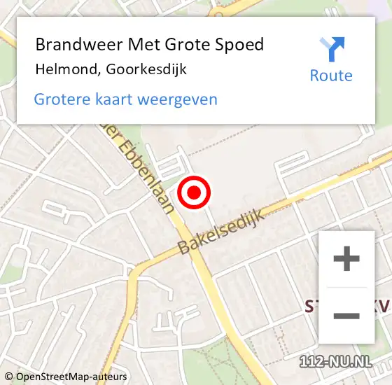 Locatie op kaart van de 112 melding: Brandweer Met Grote Spoed Naar Helmond, Goorkesdijk op 13 januari 2016 02:25