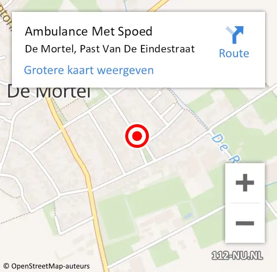 Locatie op kaart van de 112 melding: Ambulance Met Spoed Naar De Mortel, Past Van De Eindestraat op 13 januari 2016 02:38