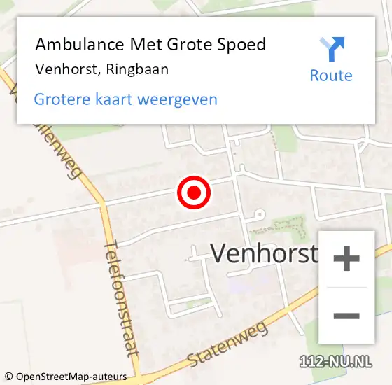 Locatie op kaart van de 112 melding: Ambulance Met Grote Spoed Naar Venhorst, Ringbaan op 13 januari 2016 05:33