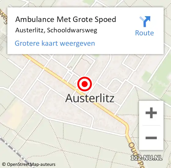 Locatie op kaart van de 112 melding: Ambulance Met Grote Spoed Naar Austerlitz, Schooldwarsweg op 13 januari 2016 07:01