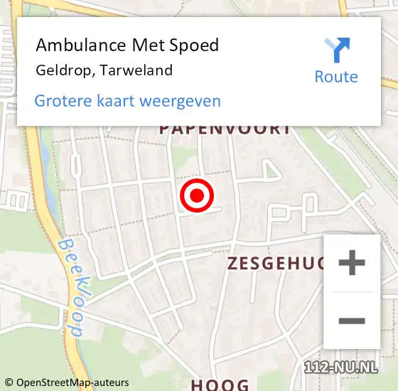 Locatie op kaart van de 112 melding: Ambulance Met Spoed Naar Geldrop, Tarweland op 13 januari 2016 07:35