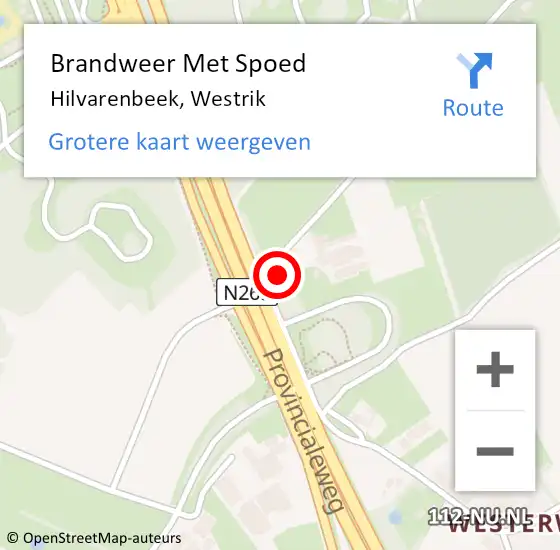 Locatie op kaart van de 112 melding: Brandweer Met Spoed Naar Hilvarenbeek, Westrik op 13 januari 2016 09:57