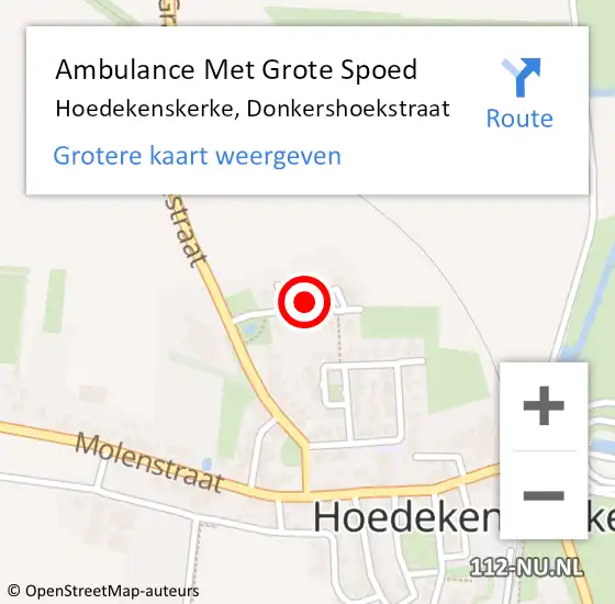 Locatie op kaart van de 112 melding: Ambulance Met Grote Spoed Naar Hoedekenskerke, Donkershoekstraat op 13 januari 2016 10:20