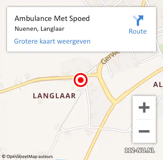 Locatie op kaart van de 112 melding: Ambulance Met Spoed Naar Nuenen, Langlaar op 13 januari 2016 10:25