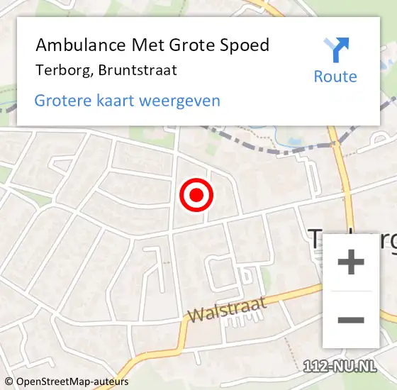 Locatie op kaart van de 112 melding: Ambulance Met Grote Spoed Naar Terborg, Bruntstraat op 13 januari 2016 11:40