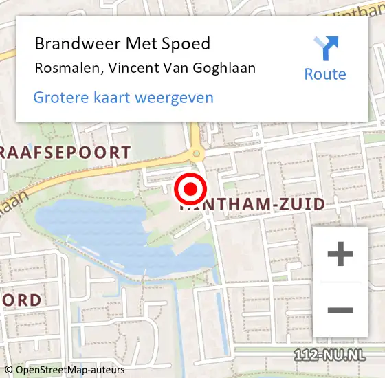 Locatie op kaart van de 112 melding: Brandweer Met Spoed Naar Rosmalen, Vincent Van Goghlaan op 13 januari 2016 12:28