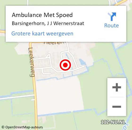 Locatie op kaart van de 112 melding: Ambulance Met Spoed Naar Barsingerhorn, J J Wernerstraat op 13 januari 2016 13:23