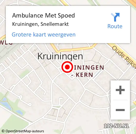 Locatie op kaart van de 112 melding: Ambulance Met Spoed Naar Kruiningen, Snellemarkt op 13 januari 2016 13:49