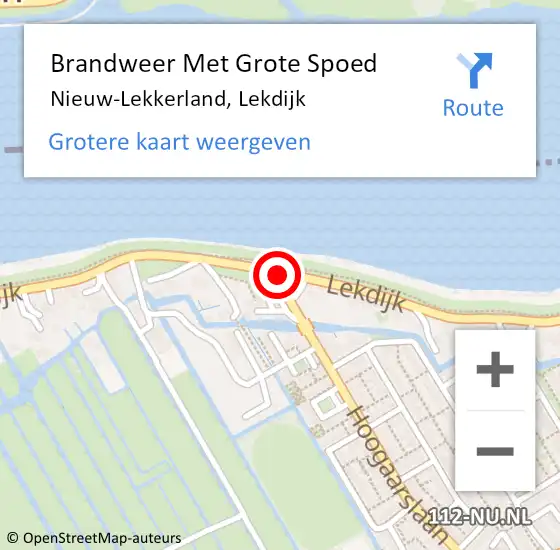 Locatie op kaart van de 112 melding: Brandweer Met Grote Spoed Naar Nieuw-Lekkerland, Lekdijk op 13 januari 2016 13:55