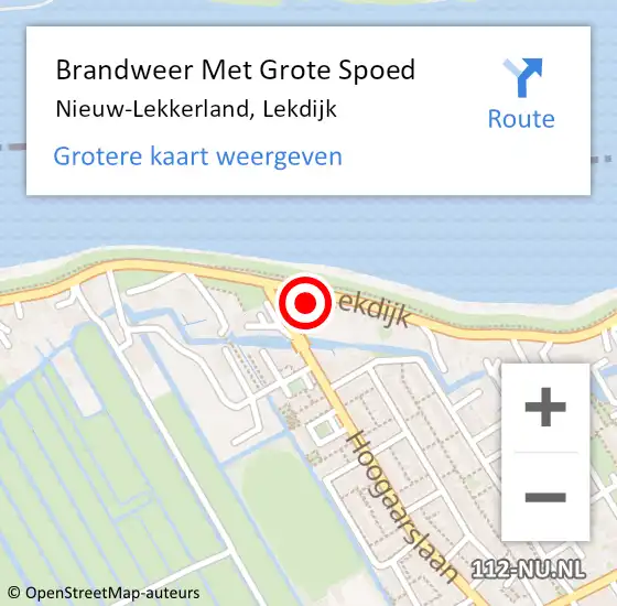 Locatie op kaart van de 112 melding: Brandweer Met Grote Spoed Naar Nieuw-Lekkerland, Lekdijk op 13 januari 2016 13:59