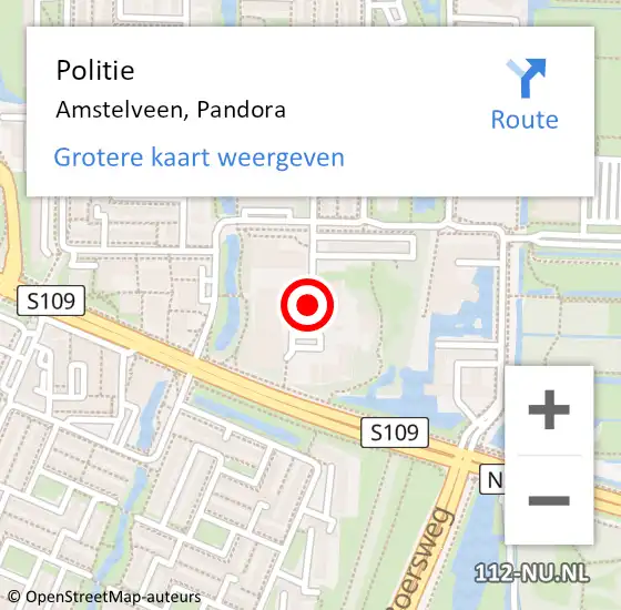 Locatie op kaart van de 112 melding: Politie Amstelveen, Pandora op 13 januari 2016 14:07