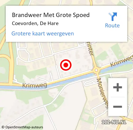 Locatie op kaart van de 112 melding: Brandweer Met Grote Spoed Naar Coevorden, De Hare op 3 december 2013 07:47