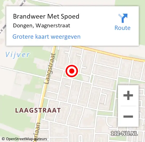 Locatie op kaart van de 112 melding: Brandweer Met Spoed Naar Dongen, Wagnerstraat op 13 januari 2016 14:34