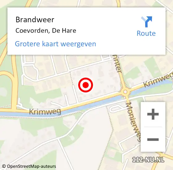 Locatie op kaart van de 112 melding: Brandweer Coevorden, De Hare op 3 december 2013 07:52