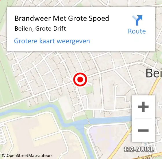 Locatie op kaart van de 112 melding: Brandweer Met Grote Spoed Naar Beilen, Grote Drift op 13 januari 2016 15:29