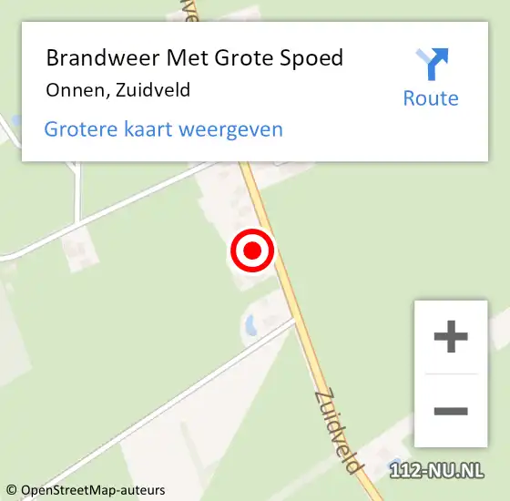 Locatie op kaart van de 112 melding: Brandweer Met Grote Spoed Naar Onnen, Zuidveld op 13 januari 2016 15:54