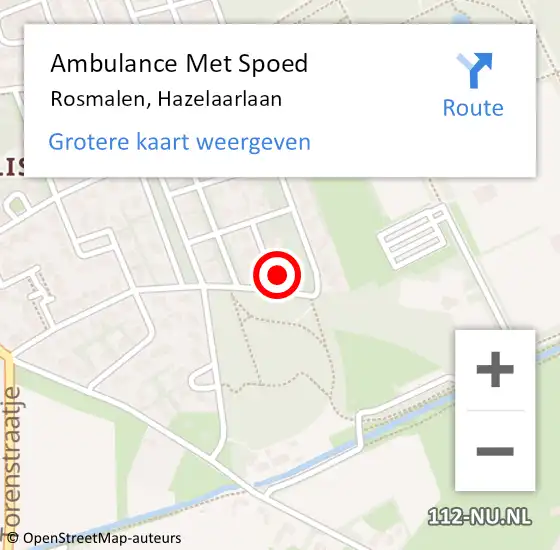 Locatie op kaart van de 112 melding: Ambulance Met Spoed Naar Rosmalen, Hazelaarlaan op 13 januari 2016 15:59