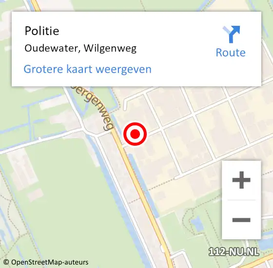 Locatie op kaart van de 112 melding: Politie Oudewater, Wilgenweg op 13 januari 2016 17:17