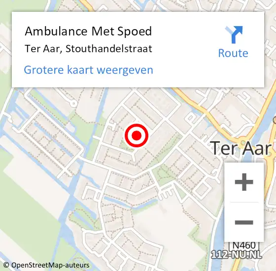 Locatie op kaart van de 112 melding: Ambulance Met Spoed Naar Ter Aar, Stouthandelstraat op 13 januari 2016 18:26