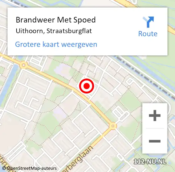 Locatie op kaart van de 112 melding: Brandweer Met Spoed Naar Uithoorn, Straatsburgflat op 13 januari 2016 20:35