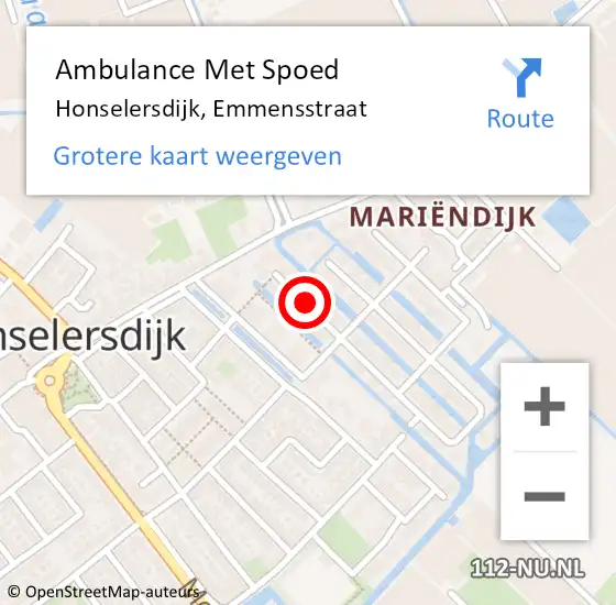 Locatie op kaart van de 112 melding: Ambulance Met Spoed Naar Honselersdijk, Emmensstraat op 13 januari 2016 21:16