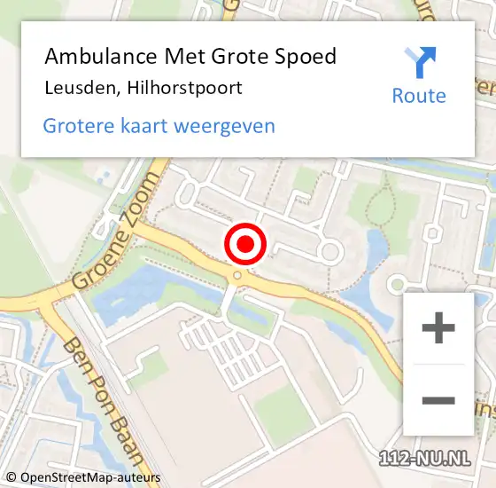 Locatie op kaart van de 112 melding: Ambulance Met Grote Spoed Naar Leusden, Hilhorstpoort op 3 december 2013 08:32