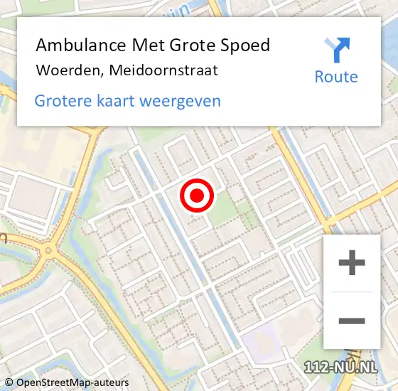 Locatie op kaart van de 112 melding: Ambulance Met Grote Spoed Naar Woerden, Meidoornstraat op 13 januari 2016 21:37