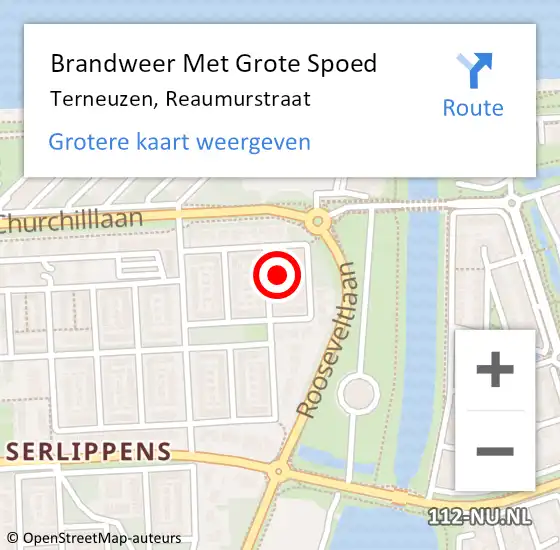 Locatie op kaart van de 112 melding: Brandweer Met Grote Spoed Naar Terneuzen, Reaumurstraat op 13 januari 2016 21:44