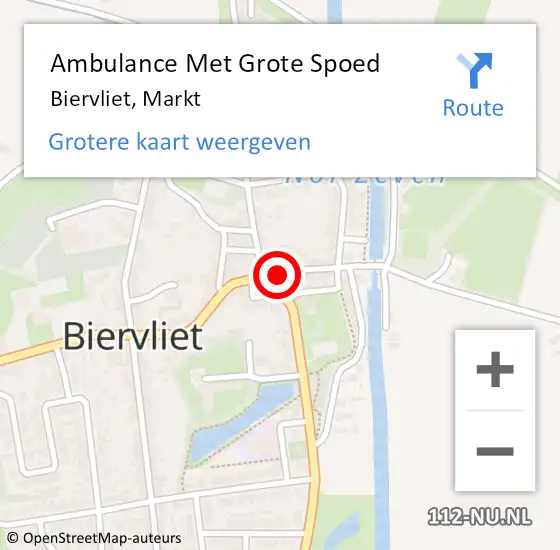 Locatie op kaart van de 112 melding: Ambulance Met Grote Spoed Naar Biervliet, Markt op 3 december 2013 08:36