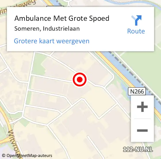 Locatie op kaart van de 112 melding: Ambulance Met Grote Spoed Naar Someren, Industrielaan op 13 januari 2016 22:57