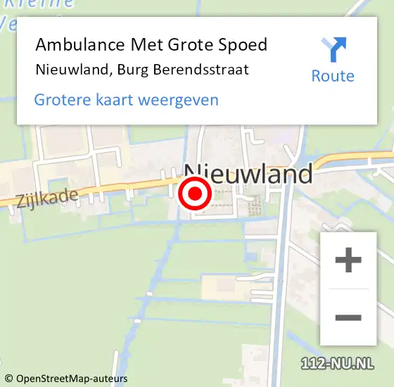 Locatie op kaart van de 112 melding: Ambulance Met Grote Spoed Naar Nieuwland, Burg Berendsstraat op 13 januari 2016 23:06