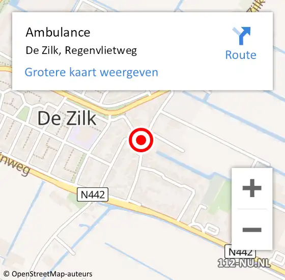 Locatie op kaart van de 112 melding: Ambulance De Zilk, Regenvlietweg op 3 december 2013 08:38