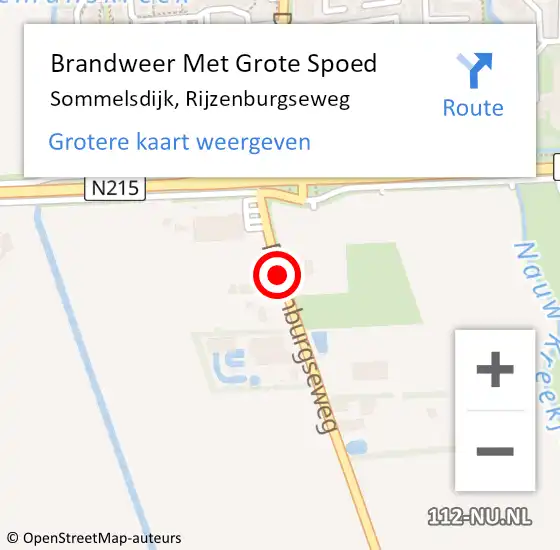 Locatie op kaart van de 112 melding: Brandweer Met Grote Spoed Naar Sommelsdijk, Rijzenburgseweg op 14 januari 2016 02:41