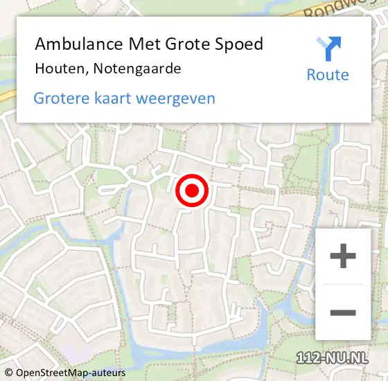 Locatie op kaart van de 112 melding: Ambulance Met Grote Spoed Naar Houten, Notengaarde op 14 januari 2016 03:59