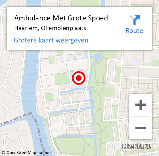 Locatie op kaart van de 112 melding: Ambulance Met Grote Spoed Naar Haarlem, Oliemolenplaats op 14 januari 2016 06:15