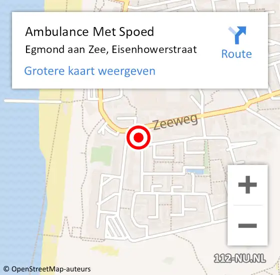 Locatie op kaart van de 112 melding: Ambulance Met Spoed Naar Egmond aan Zee, Eisenhowerstraat op 14 januari 2016 07:26