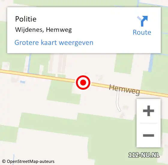 Locatie op kaart van de 112 melding: Politie Wijdenes, Hemweg op 14 januari 2016 07:36