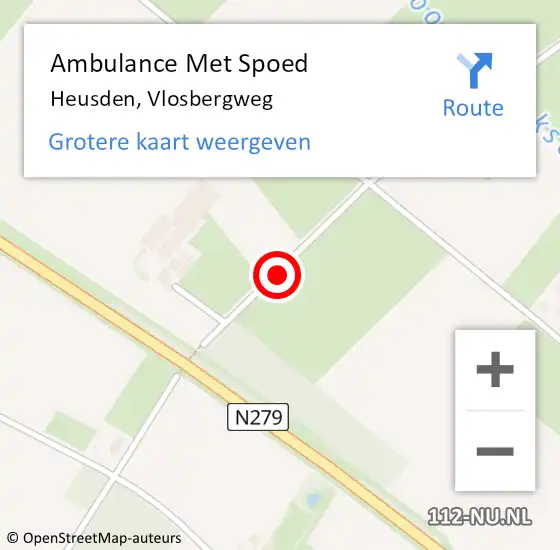 Locatie op kaart van de 112 melding: Ambulance Met Spoed Naar Heusden, Vlosbergweg op 14 januari 2016 10:03