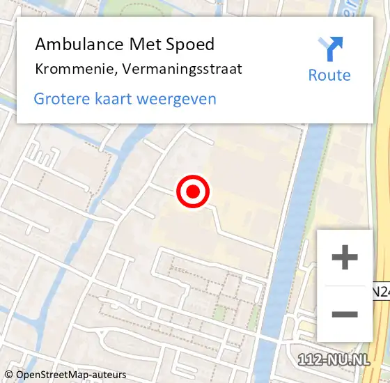 Locatie op kaart van de 112 melding: Ambulance Met Spoed Naar Krommenie, Vermaningsstraat op 14 januari 2016 11:20