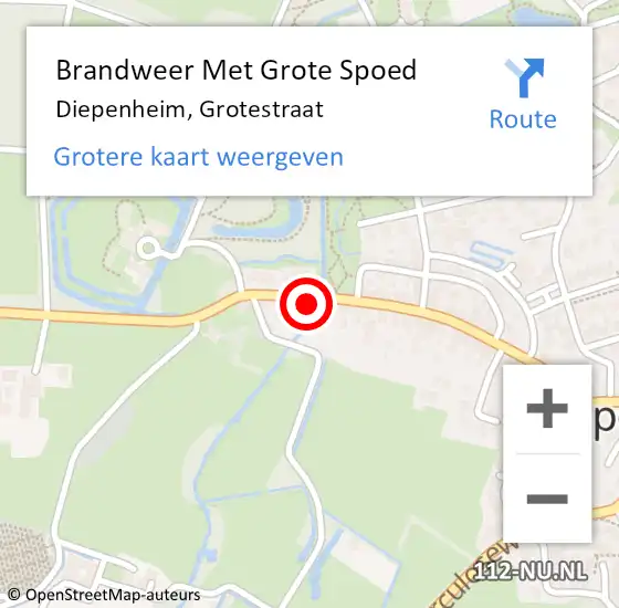 Locatie op kaart van de 112 melding: Brandweer Met Grote Spoed Naar Diepenheim, Grotestraat op 14 januari 2016 11:21